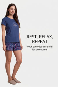 Sweet Dreams Graphic Printed Short Set - Iconic Navy — thumbnail 4